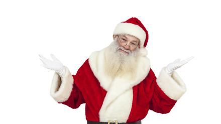  Weihnachtsmann mit Echtbart und offenen Händen Freisteller Weihnachtsmann mit Echtbart und offenen Händen Freisteller