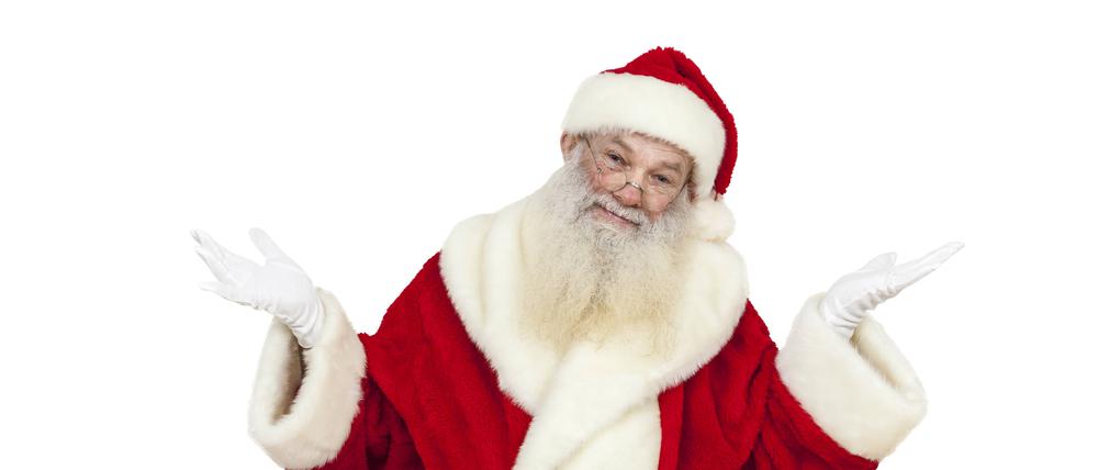  Weihnachtsmann mit Echtbart und offenen Händen Freisteller Weihnachtsmann mit Echtbart und offenen Händen Freisteller