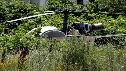 Ein Hubschrauber Alouette II, mit dem der Kriminelle Redoine Faid 2018 aus dem Gefängnis in Reau geflohen ist.