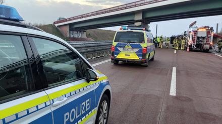 Unfall auf der A24 bei Fehrbellin im Februar 2022.