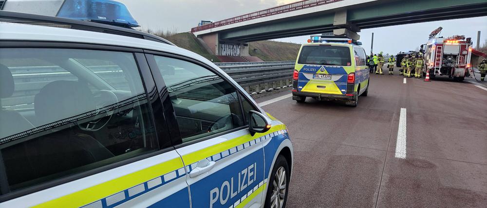 Unfall auf der A24 bei Fehrbellin im Februar 2022.
