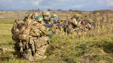 Tag der Medien im Truppenübungsplatz Libava, Tschechische Republik, wo mehrere hundert ukrainische Soldaten trainieren.