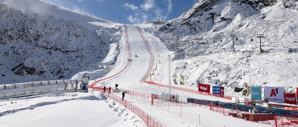 Winterwonderland. In Sölden hat es pünktlich zum Weltcup-Auftakt der Alpinen geschneit.