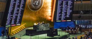 Abstimmung in der Vollversammlung der Vereinten Nationen in New York.