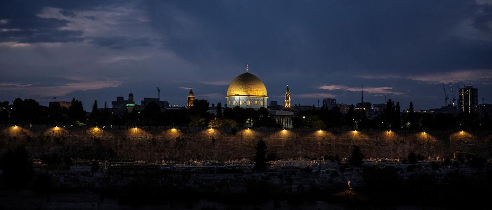 Ewiger Zankapfel zwischen Juden und Muslimen. Blick auf den Tempelberg in der Jerusalemer Altstadt.