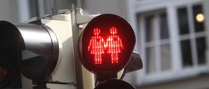 Die ersten queeren Ampelfiguren Deutschlands hatte Frankfurt a. M. im Jahr 2018 installiert.