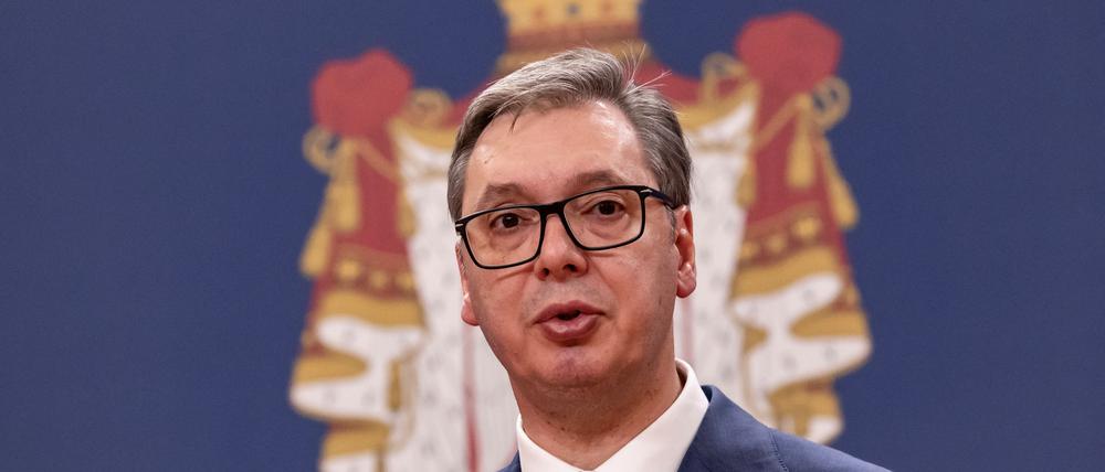König von Serbien: Aleksandar Vučić während einer Pressekonferenz