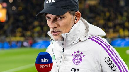 Thomas Tuchel hatte nach dem Bayern-Sieg in Dortmund am Sky-Mikrofon nicht wirklich viel zu sagen.