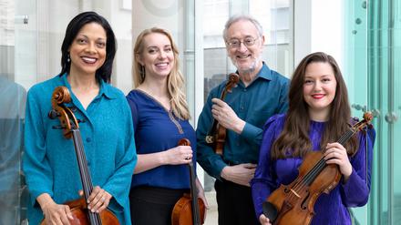 Das Juilliard String Quartet: Astrid Schween (Cello), Molly Carr (Bratsche), Ronald Copes (2. Geige), Aretha Zhulla (1. Geige).
