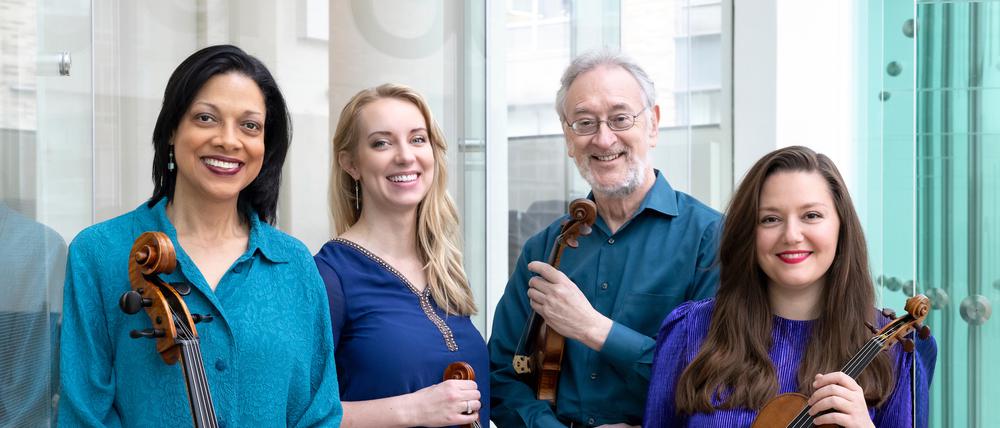 Das Juilliard String Quartet: Astrid Schween (Cello), Molly Carr (Bratsche), Ronald Copes (2. Geige), Aretha Zhulla (1. Geige). 