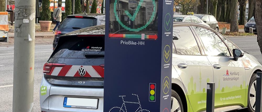 Eine Tempo-Säule in Hamburg.