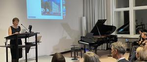 Viktoriya Sereda, Koordinatorin des Virtual Ukraine Institute for Advanced Study, bei der Eröffnung im Wissenschaftskolleg zu Berlin.