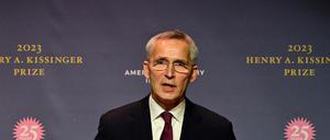 Jens Stoltenberg während seiner Rede bei der Preisverleihung.