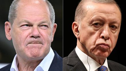 Bundeskanzler Olaf Scholz (l.) empfängt den türkischen Präsidenten Recep Tayyip Erdogan am Freitag.