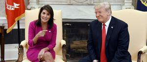 Nikki Haley und Donald Trump bei ihrem Abschied als UN-Botschafterin im Oktober 2018. 
