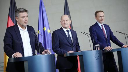 Robert Habeck, Olaf Scholz und Christian Lindner.