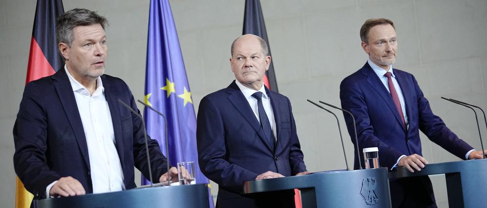 Robert Habeck, Olaf Scholz und Christian Lindner.