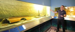 Museumsdirektor Jobst Pfaender präsentiert die neu sanierten Becken.