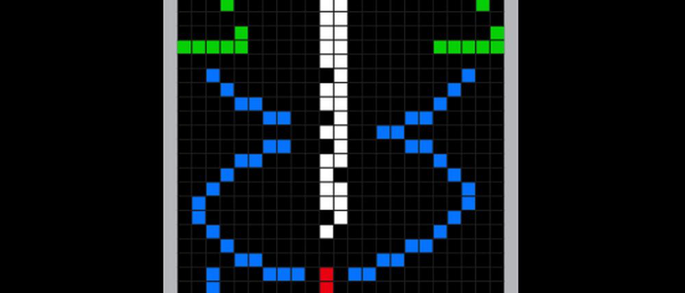 Das Arecibo-Signal, das im Jahr 1974 vom Arecibo Observatorium gesendet wurde.