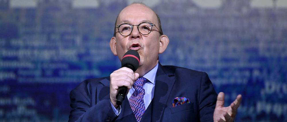 Literaturkritiker Denis Scheck auf der Frankfurter Buchmesse 2023.