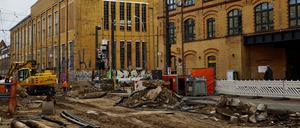 Baustelle an der Edisonstraße/ Wilhelminenhofstraße in Oberschöneweide
