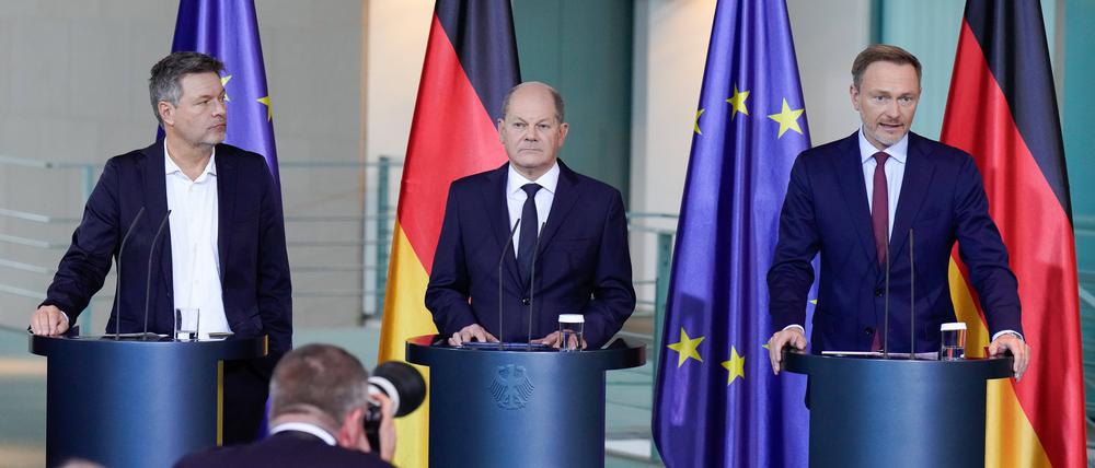 Ungleiche Partner: Robert Habeck, Olaf Scholz, Christian Lindner