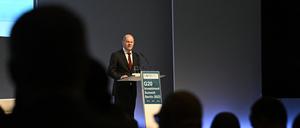 Olaf Scholz während seiner Rede auf der Konferenz in Berlin.