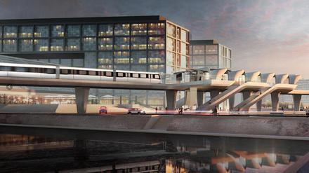 Das saust. Das Architektenbüro Graft hat schnittige Werbesimulationen der Bahn für die Baufirma entwickelt.