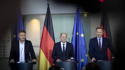 Robert Habeck, Olaf Scholz und Christian Lindner.