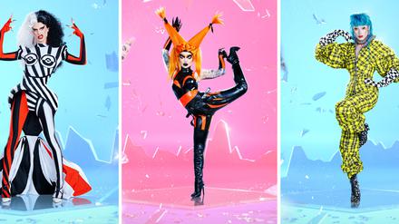 Die drei Finalistinnen der Realityshow «Drag Race Germany»: Metamorkid, Pandora Nox und Yvonne Nightstand (von links nach rechts).
