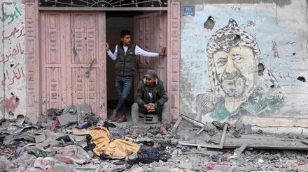 Wandgemälde des verstorbenen Palästinenserführers Jassir Arafat im südlichen Gazastreifen.