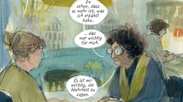 Barbara Yelin und Emmie Arbel in einer Szene aus dem Buch „Emmie Arbel“.