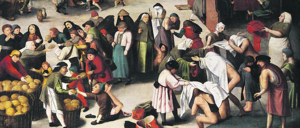Das mittelalterliche Christentum sprach von den „sieben Werken der Barmherzigkeit“: Hungernde speisen, Dürstenden zu trinken geben, Nackte bekleiden, Fremde aufnehmen, Kranke besuchen, Gefangene besuchen und Tote begraben.