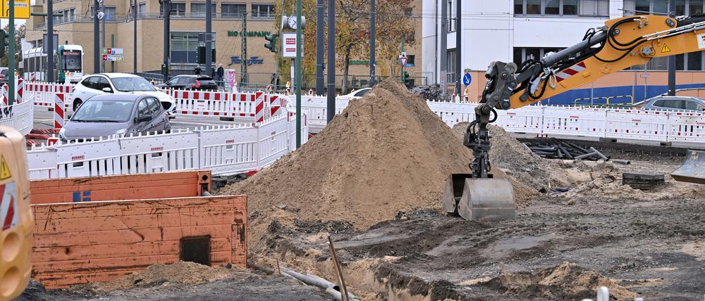 Die Baustelle am Leipziger Dreieck.