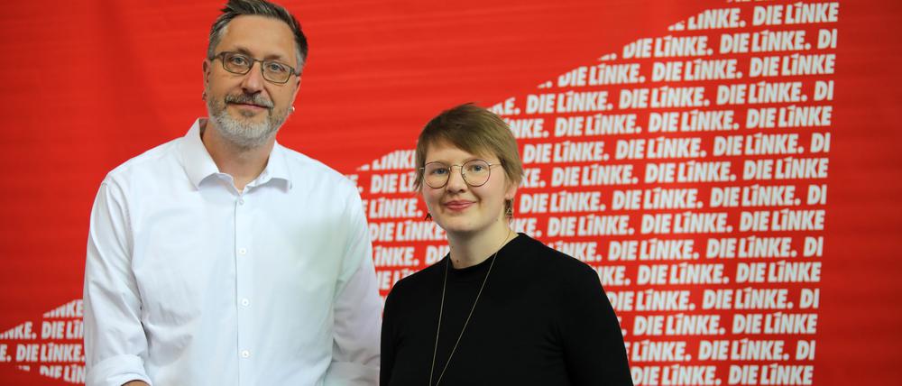 Der Kreisvorstand der Partei Die Linke in Potsdam: Jörg Schindler und Iris Burdinski.