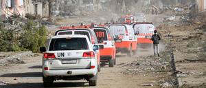 Ein Hilfskonvoi auf dem Weg nach Gaza-Stadt.