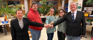 Der Werkstattrat der Lebenswerkgemeinschaft: Andy, Andreas, Lea, Emma und Sascha.