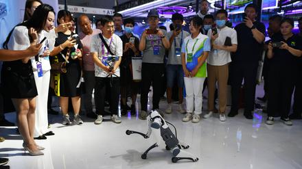 Vorstellung eines intelligenten Roboterhunds während einer internationalen Digitalkonferenz in China. Die Entwicklung künstlicher Intelligenz macht rasante Fortschritte.