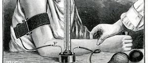 Sieht fast aus wie heute: Apparatur von Riva-Rocci, Abbildung von 1902.