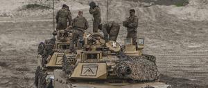 6. Mai 2023, Nowa Deba in Polen: Eine multinationale Militärübung mit Abrams-Panzern.