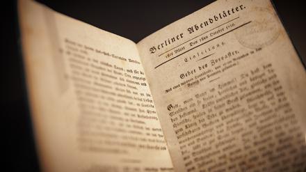 Eine Originalausgabe der Berliner Abendblätter aus der Sonderausstellung im Kleist-Museum.