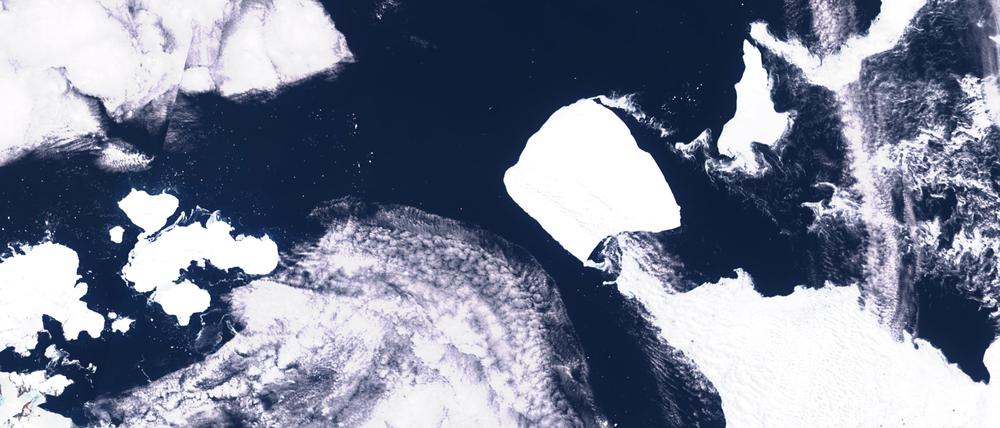 Eine Satellitenaufnahme des größten Eisbergs der Welt, A23a, in der Antarktis, 15. November 2023.
