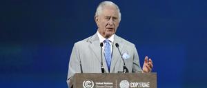 Der britische König Charles III. spricht während der Eröffnungszeremonie des UN-Klimagipfels COP28.