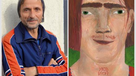 Franz Suess und das Titelbild seines neuen Buchs „Jakob Neyder“.