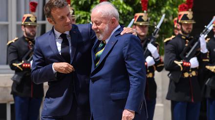 Der französische Präsident, Emmanuel Macron, bei einem Empfang seines brasilianischen Amtskollegen Luiz Inacio Lula Da Silva, im Juni. 