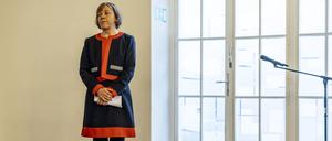 Die ehemalige EKD-Ratsvorsitzende Annette Kurschus bei ihrer Rücktrittserklärung im November 2023. 