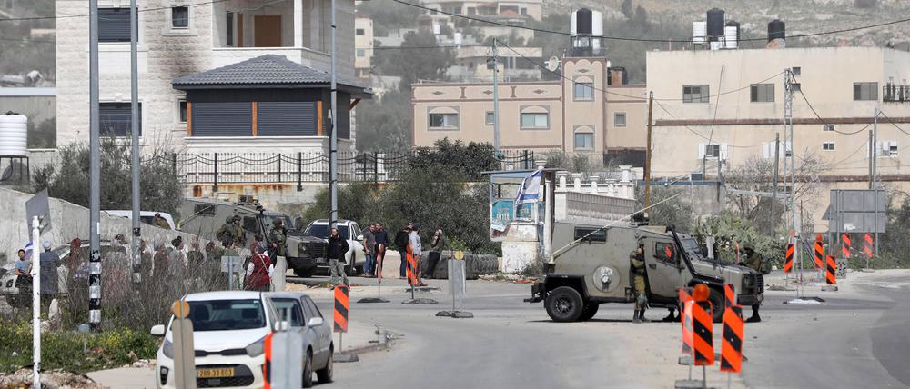 Eine israelische Siedlung in Huwara nahe Nablus im Westjordanland.