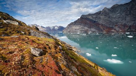 Landschaft am Knud-Rasmussen-Gletscher in Ostgrönland.