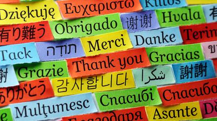 Thank You Word Cloud printed on colorful  paper different languages