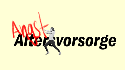 Die Lücke in der Altersvorsorge überwinden. Junge Frau macht parcour